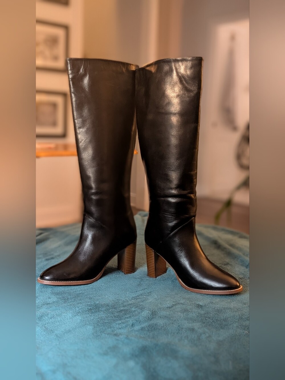 Banana Republic Black Leather Over-the-Knee Block Heel Boots - Picture 4 of 9